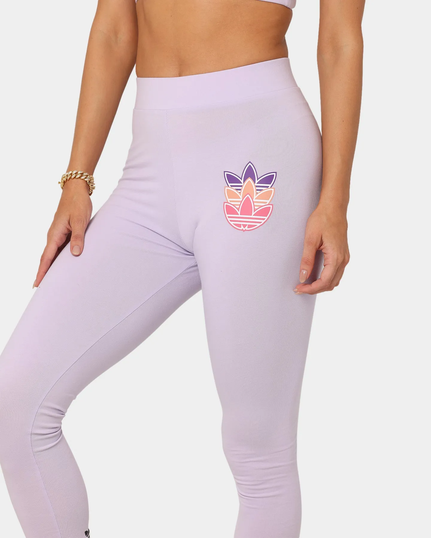 Adidas Women's Logo Play Leggings Purple Print