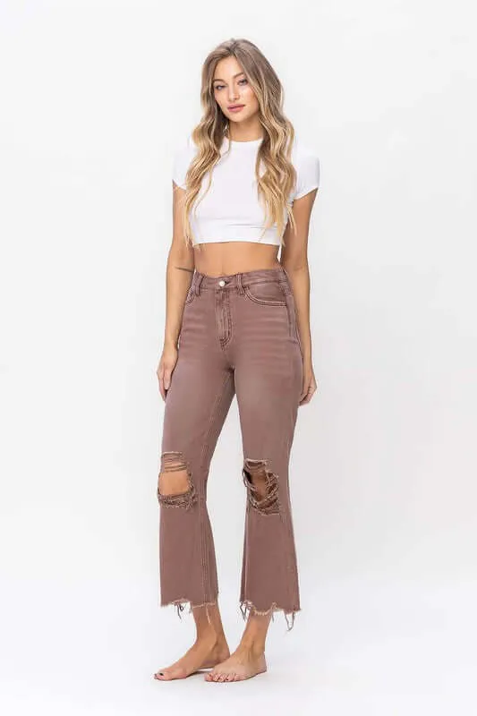 Aztec 90's Vintage Distressed Crop Flare Jean