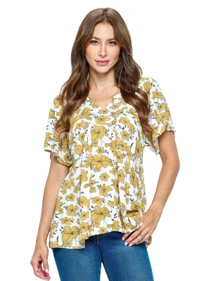 Beige Blouse Boho Floral Print
