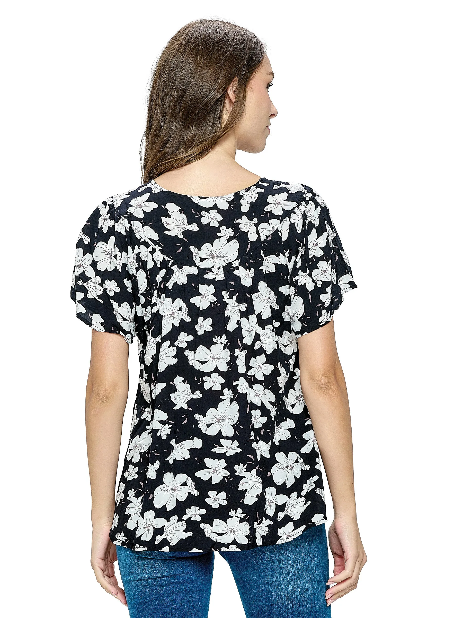 Beige Blouse Boho Floral Print