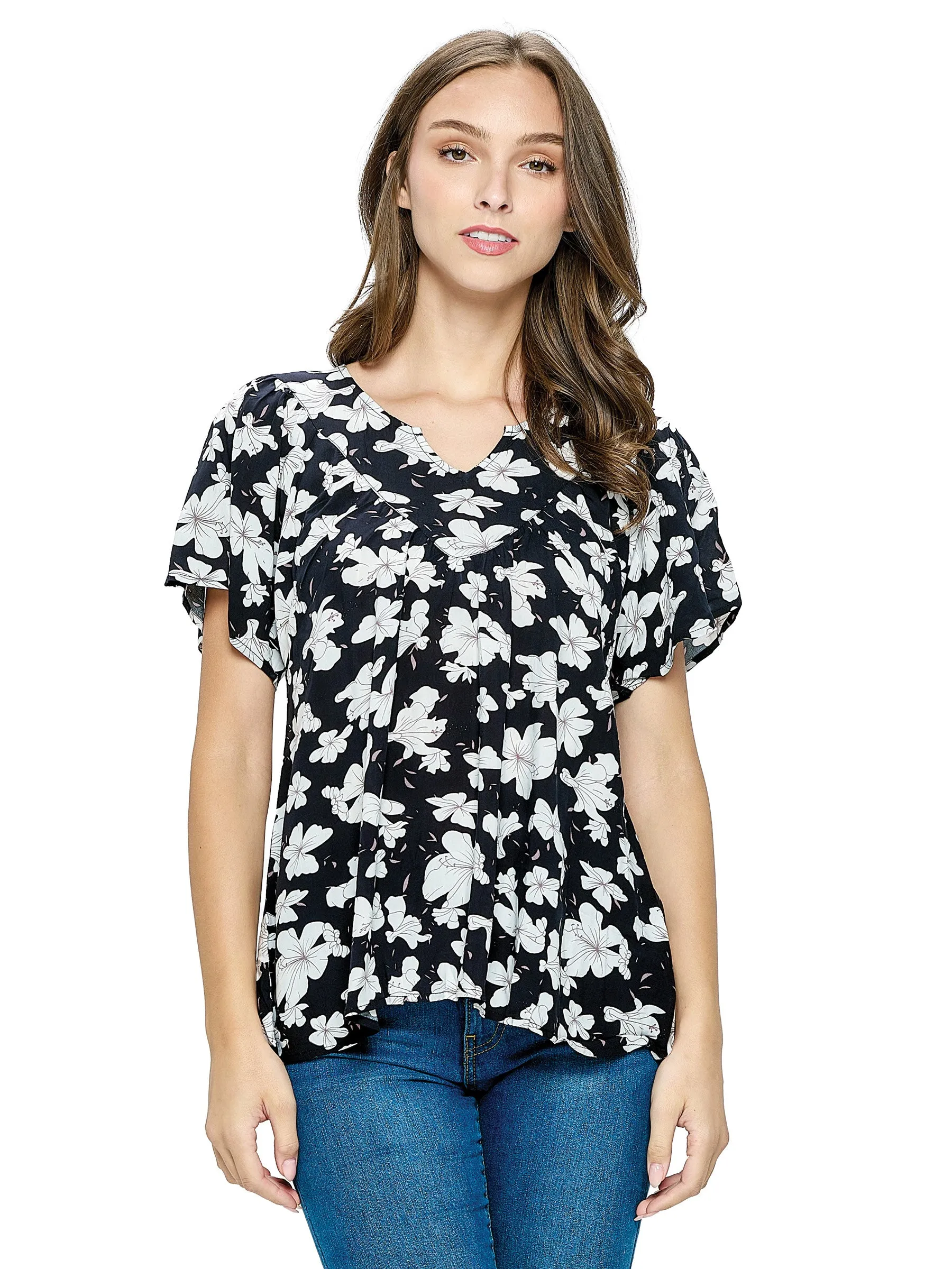 Beige Blouse Boho Floral Print