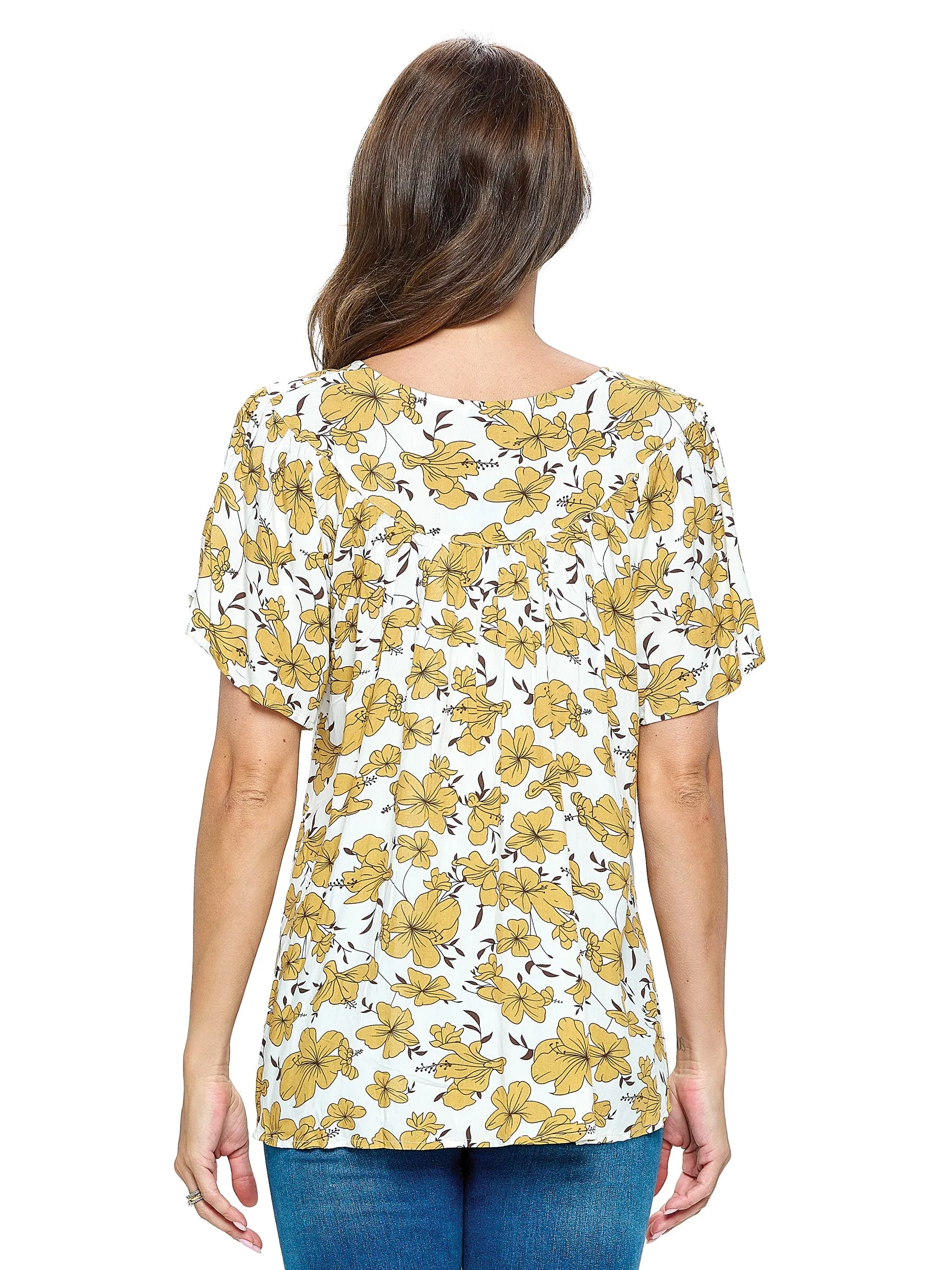Beige Blouse Boho Floral Print