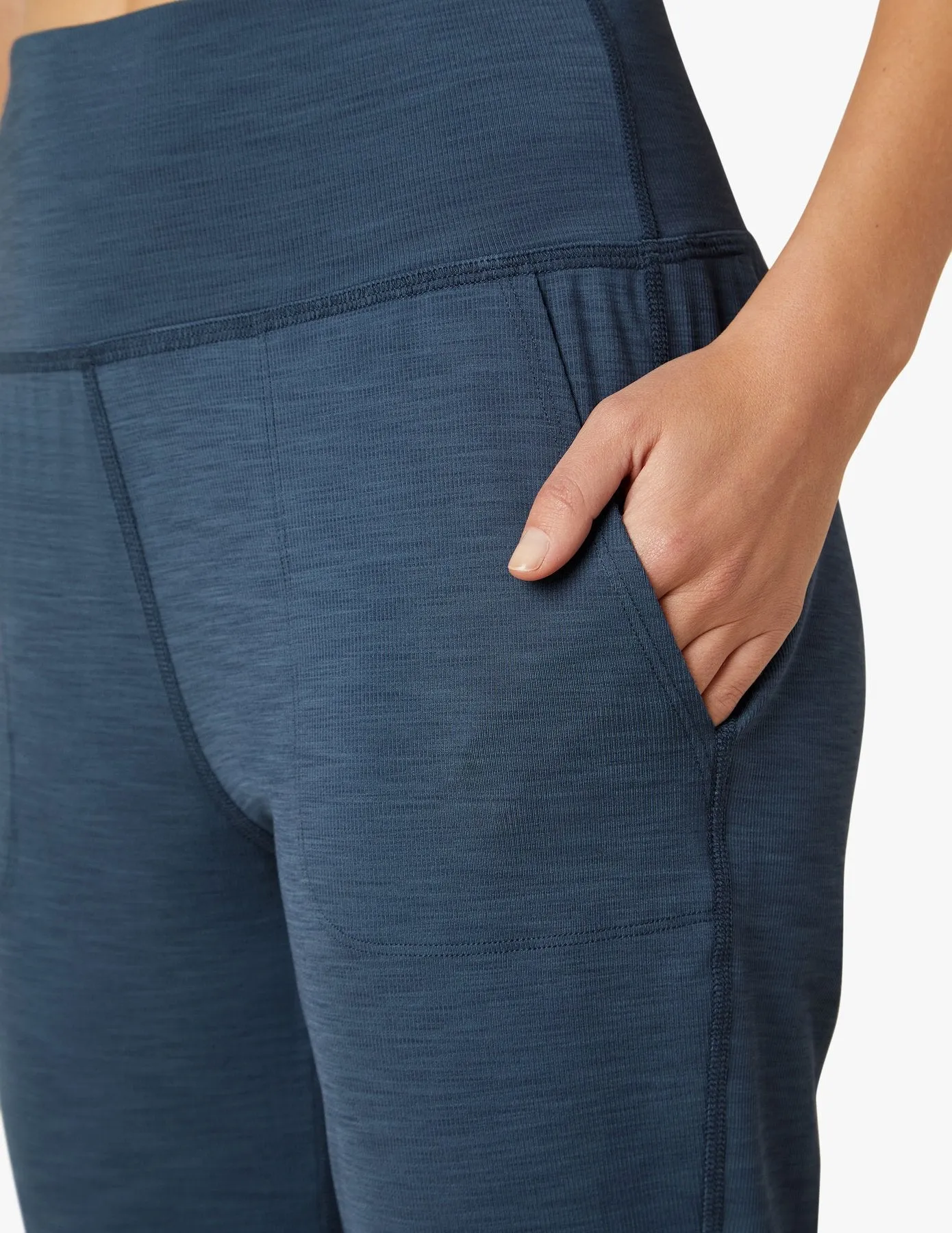 BEYOND YOGA HEATHER RIBBED MIDI JOGGER MINERAL BLUE HEATHER RIB