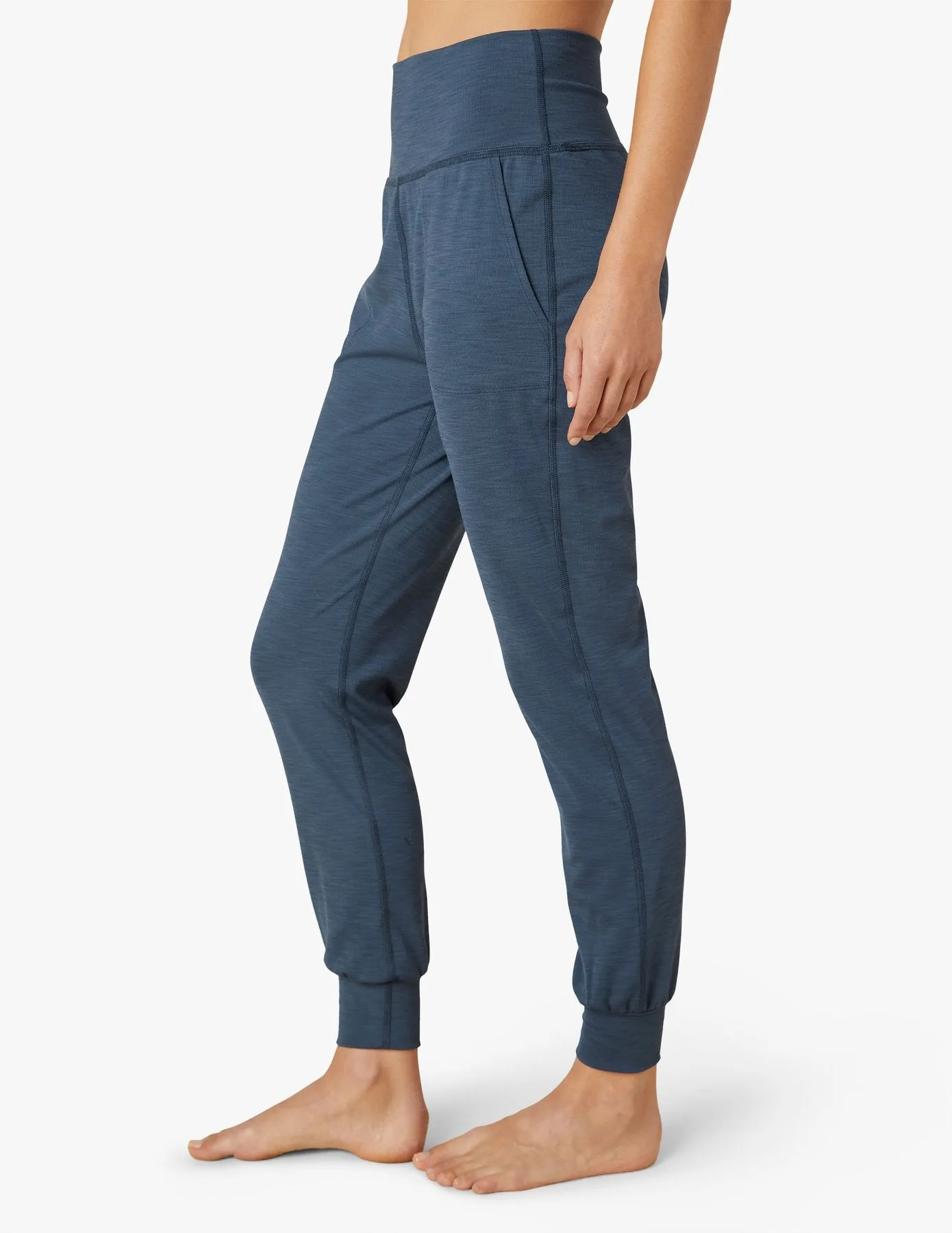 BEYOND YOGA HEATHER RIBBED MIDI JOGGER MINERAL BLUE HEATHER RIB