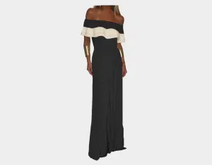 Black Off-Shoulder Ruffle Lace Dress - The Monaco