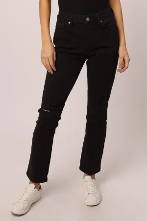 BLAIRE HIGH RISE ANKLE SLIM STRAIGHT JEANS BLACK