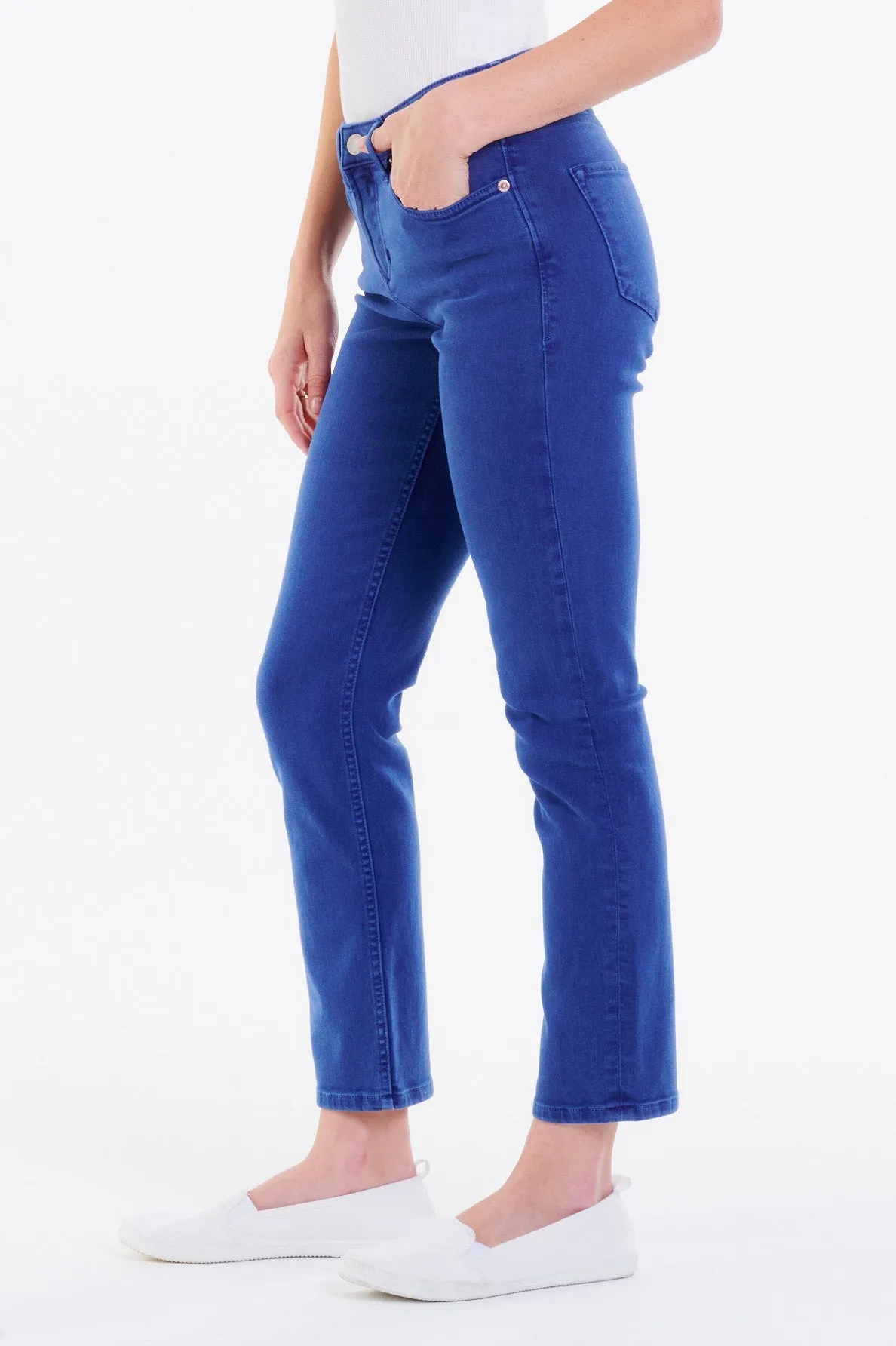 BLAIRE HIGH RISE ANKLE SLIM STRAIGHT JEANS NAUTICAL BLUE