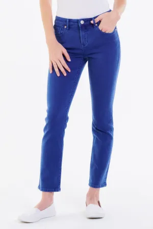 BLAIRE HIGH RISE ANKLE SLIM STRAIGHT JEANS NAUTICAL BLUE
