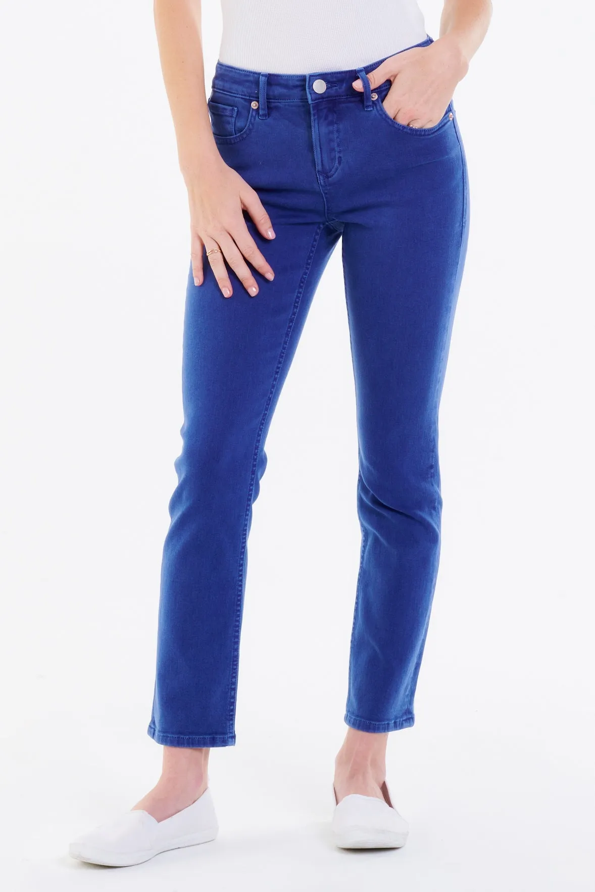 BLAIRE HIGH RISE ANKLE SLIM STRAIGHT JEANS NAUTICAL BLUE