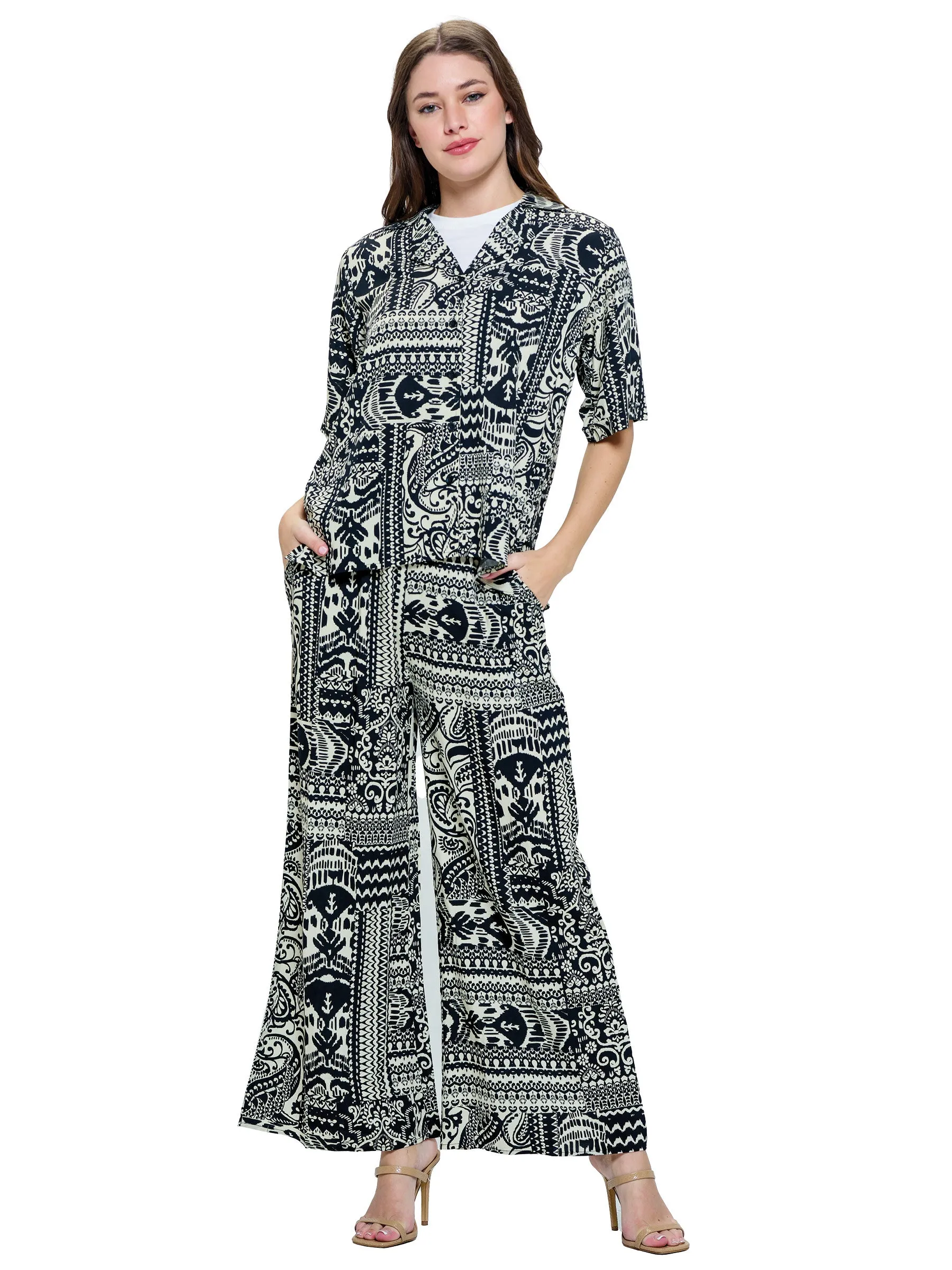 Button up Blouse Paisley Print