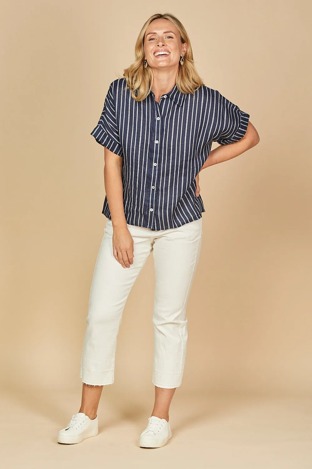 Carmen Linen Shirt in Boathouse