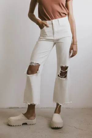 Charlie Distressed Jeans in Ivory - FINAL SALE