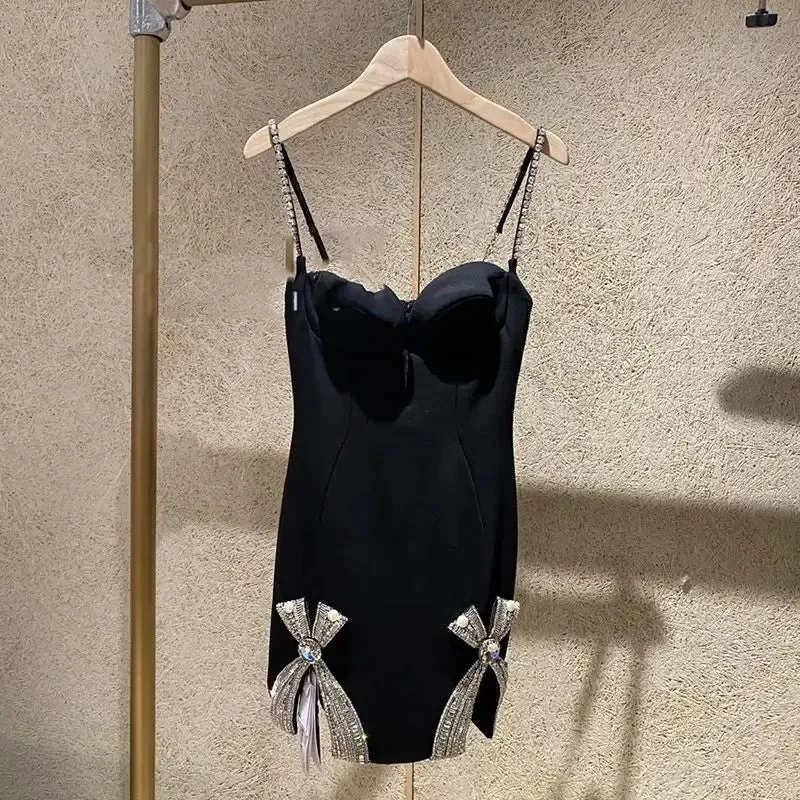 Crystal Bow Bandage Mini Dress