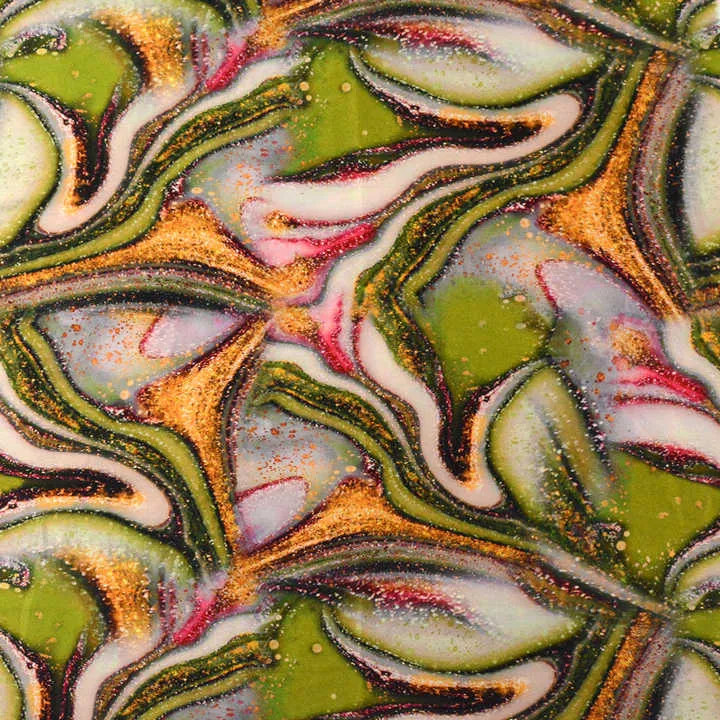 Custom Digital Printing Flower Silky-قماش شيفون ساتان