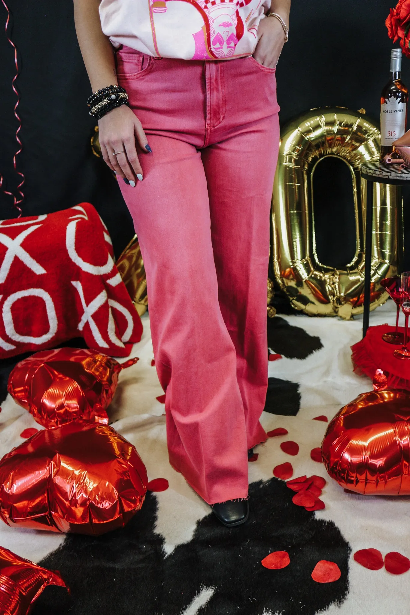Dear John Fiona High Rise Wide Leg Viva Magenta Jeans