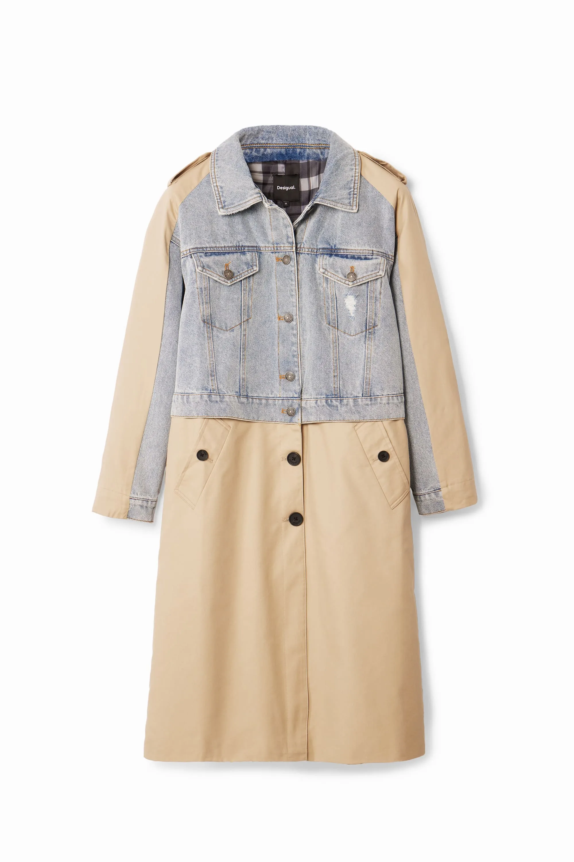 Desigual Riga Beige & Denim Trench Coat Jacket 24WWEWBU