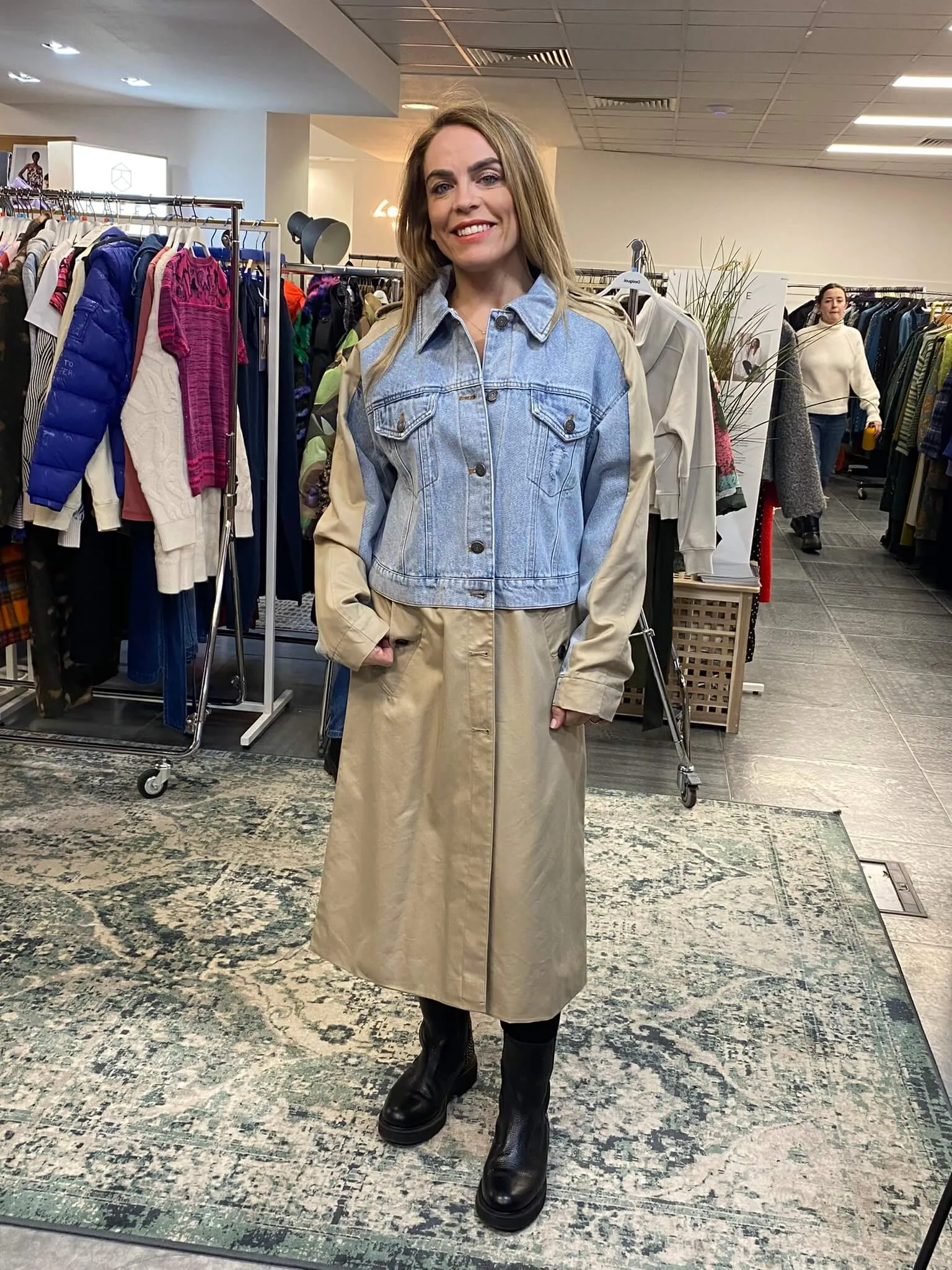 Desigual Riga Beige & Denim Trench Coat Jacket 24WWEWBU