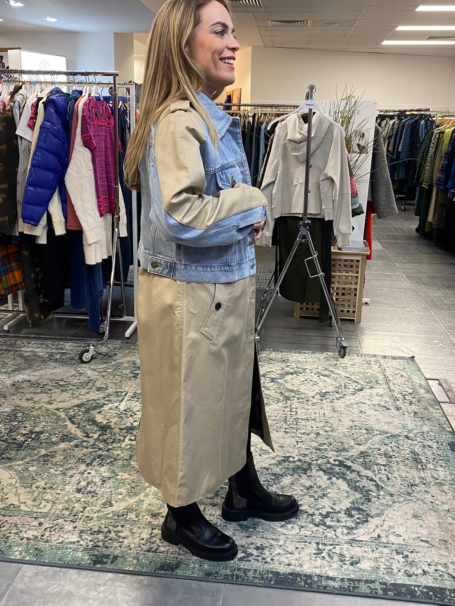 Desigual Riga Beige & Denim Trench Coat Jacket 24WWEWBU