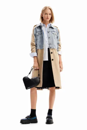 Desigual Riga Beige & Denim Trench Coat Jacket 24WWEWBU