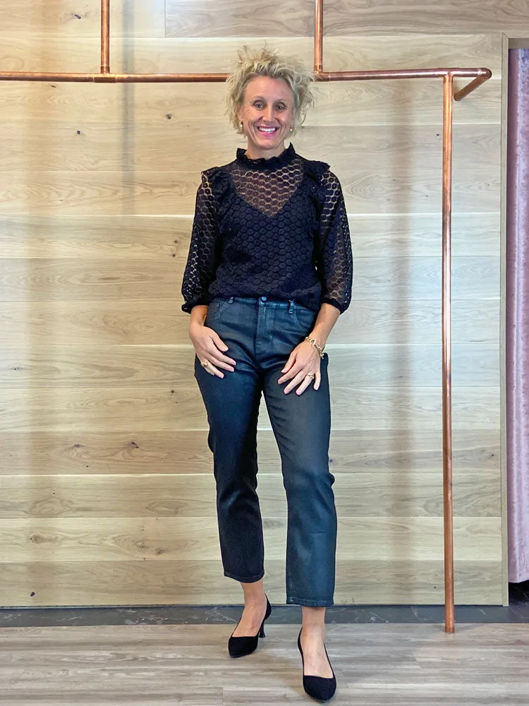 DL1961 Patti Straight Black Coated Jeans