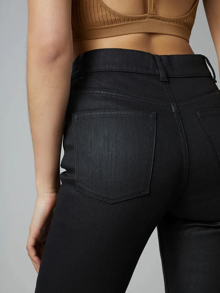 DL1961 Patti Straight Black Coated Jeans