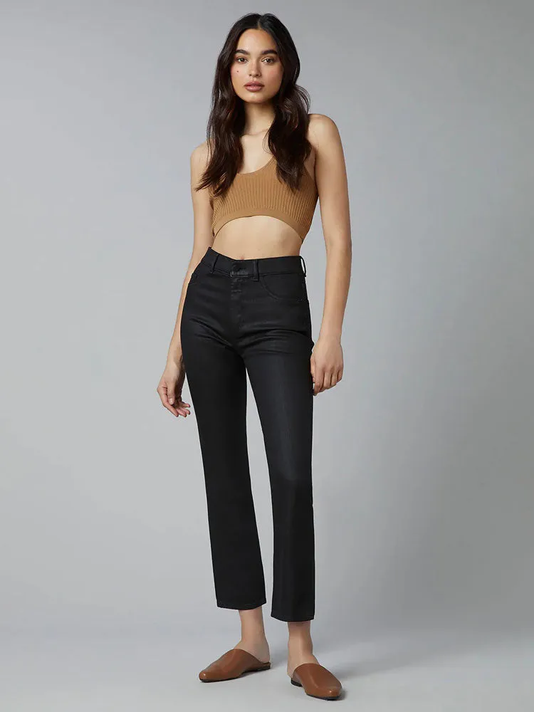 DL1961 Patti Straight Black Coated Jeans