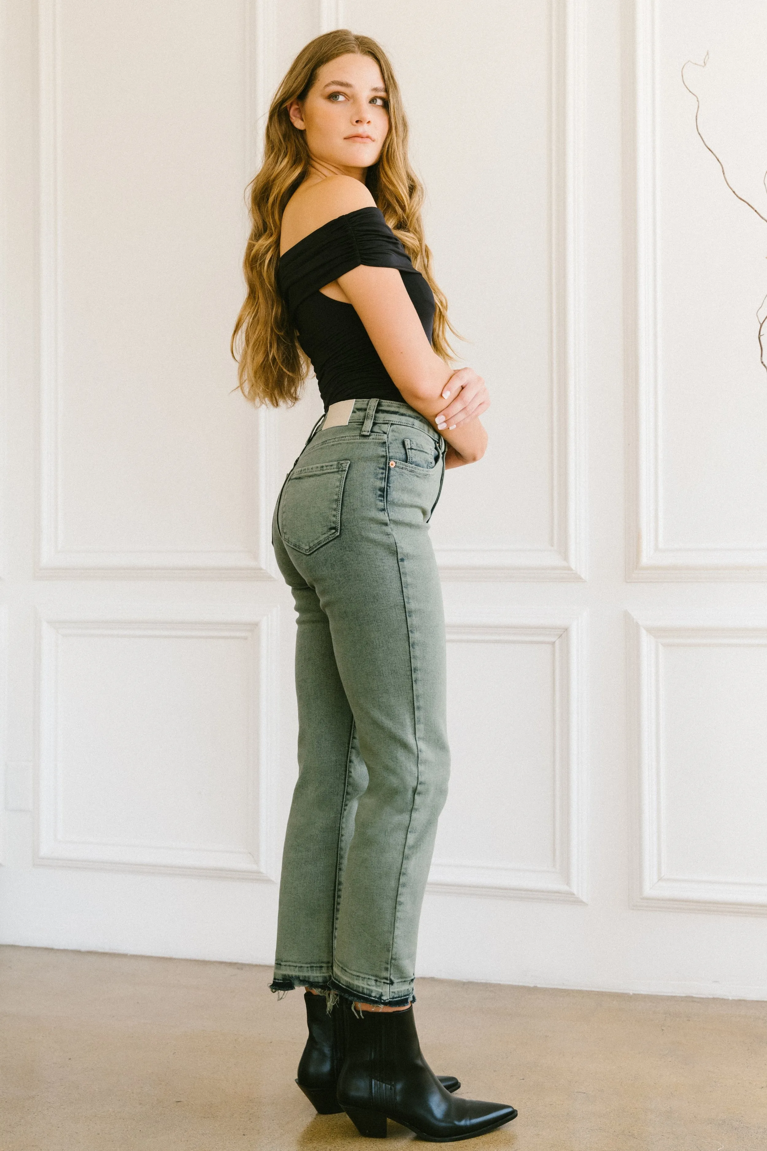 Elena Tummy Control High Rise Straight Jeans