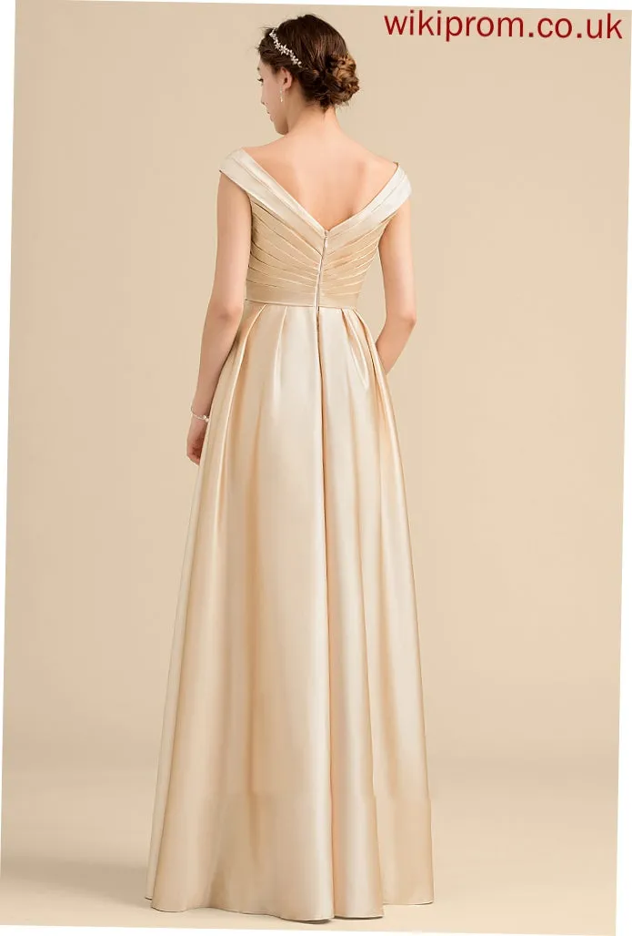 Fabric Length Off-the-Shoulder Embellishment Floor-Length Ruffle A-Line Neckline Silhouette Pockets Nathalie Floor Length Bridesmaid Dresses