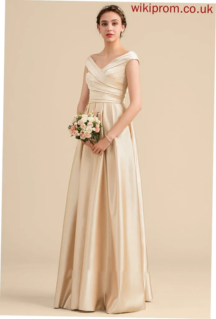 Fabric Length Off-the-Shoulder Embellishment Floor-Length Ruffle A-Line Neckline Silhouette Pockets Nathalie Floor Length Bridesmaid Dresses