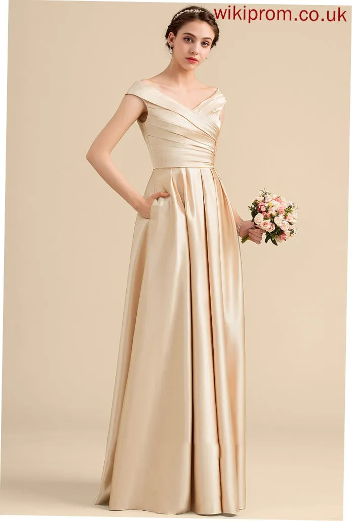 Fabric Length Off-the-Shoulder Embellishment Floor-Length Ruffle A-Line Neckline Silhouette Pockets Nathalie Floor Length Bridesmaid Dresses