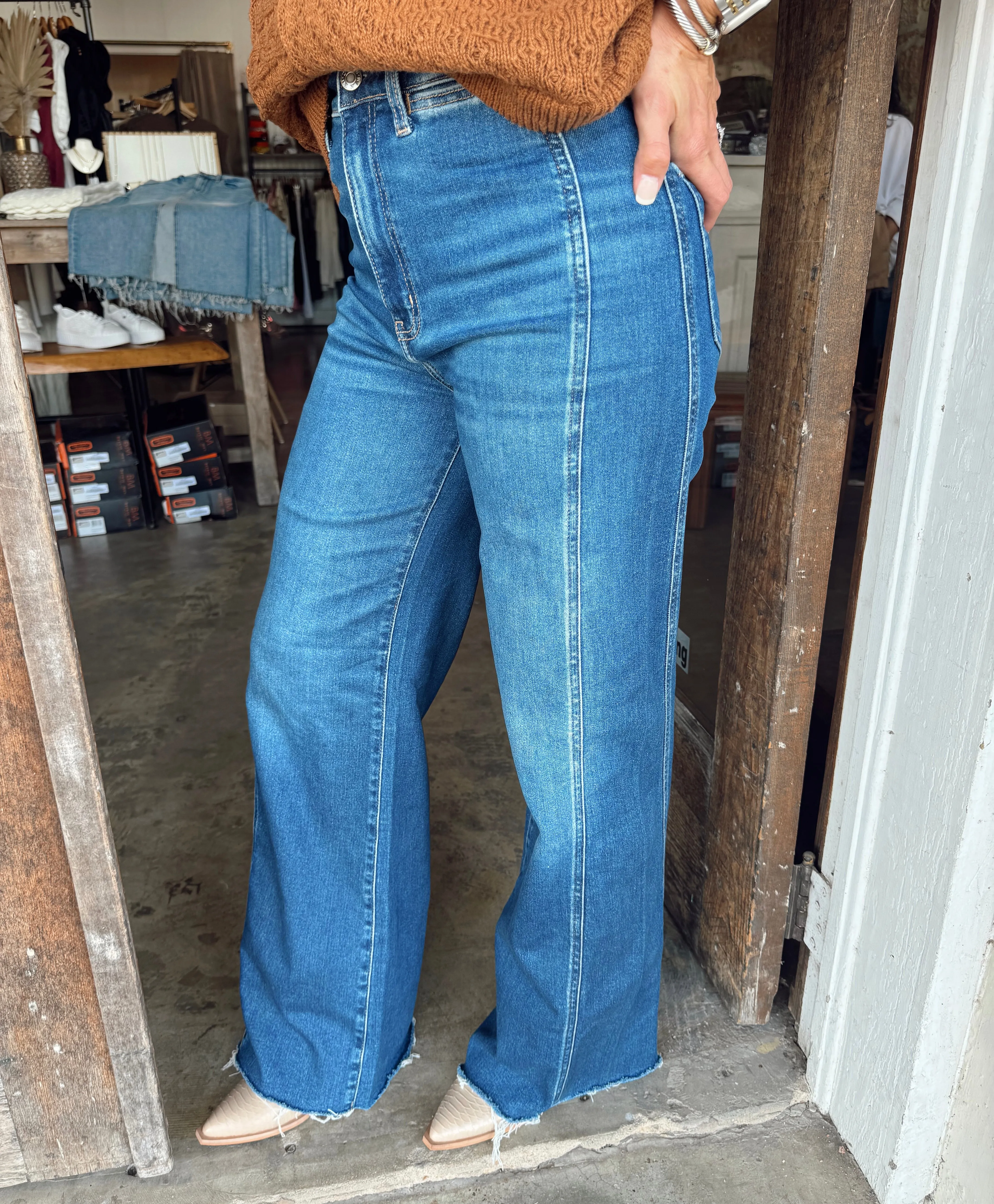 Far Out Wide Leg Jeans - Waterfall