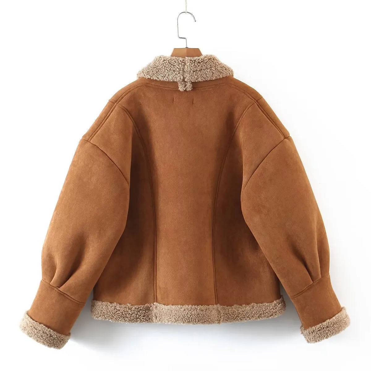 Faux Suede Shearling Jacket