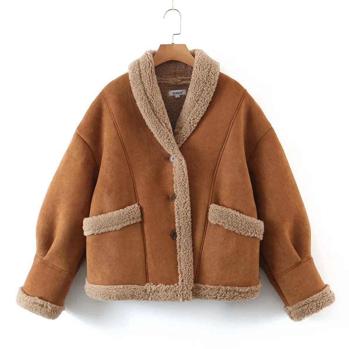 Faux Suede Shearling Jacket