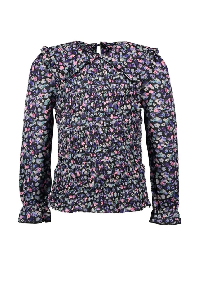 Floral Long Sleeve Blouse with Collar