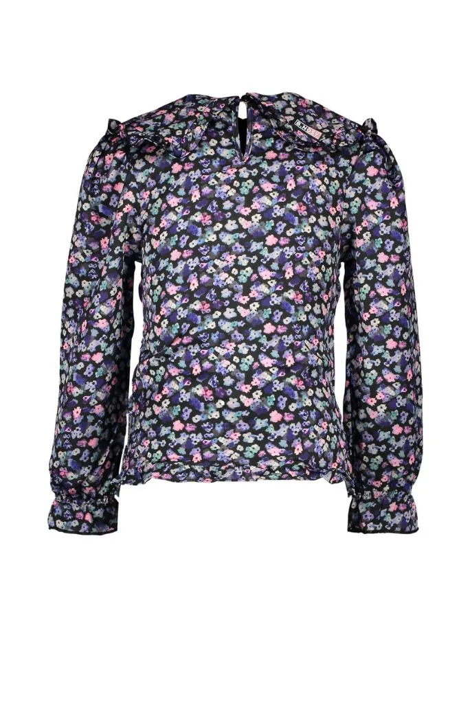 Floral Long Sleeve Blouse with Collar