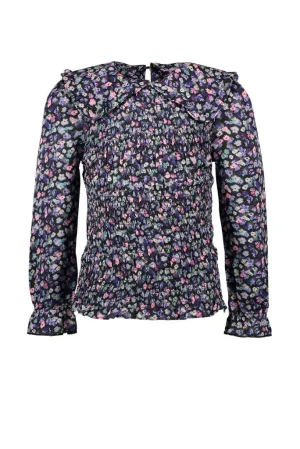 Floral Long Sleeve Blouse with Collar