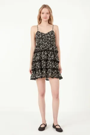 Floral Printed Tiered Mini Dress