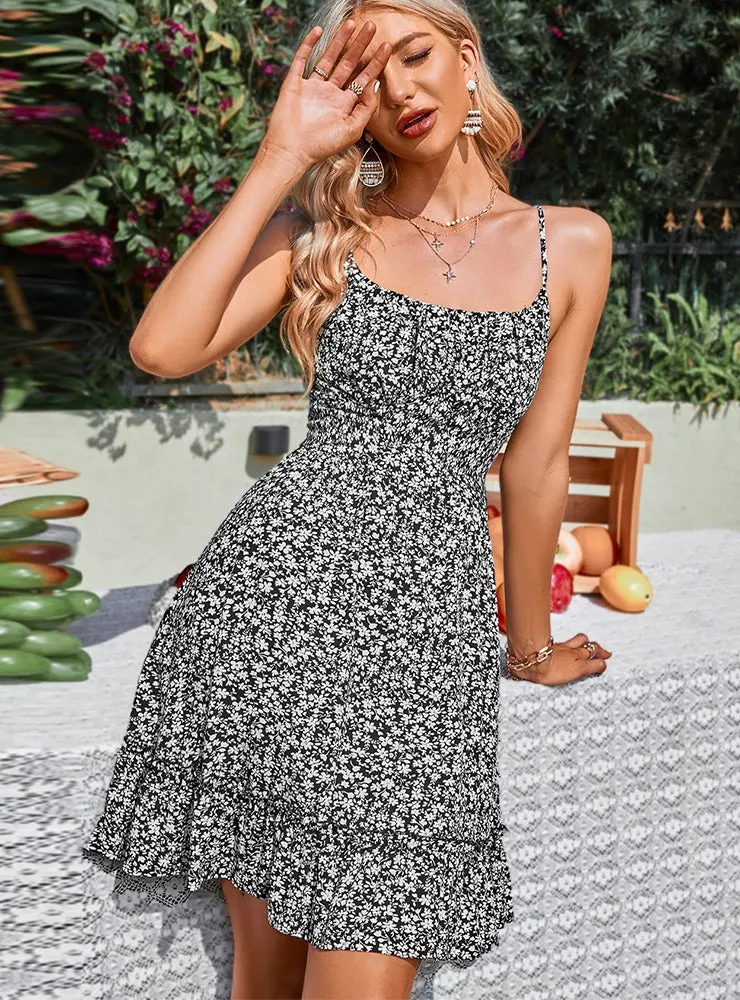 Floral Suspender Holiday Dress