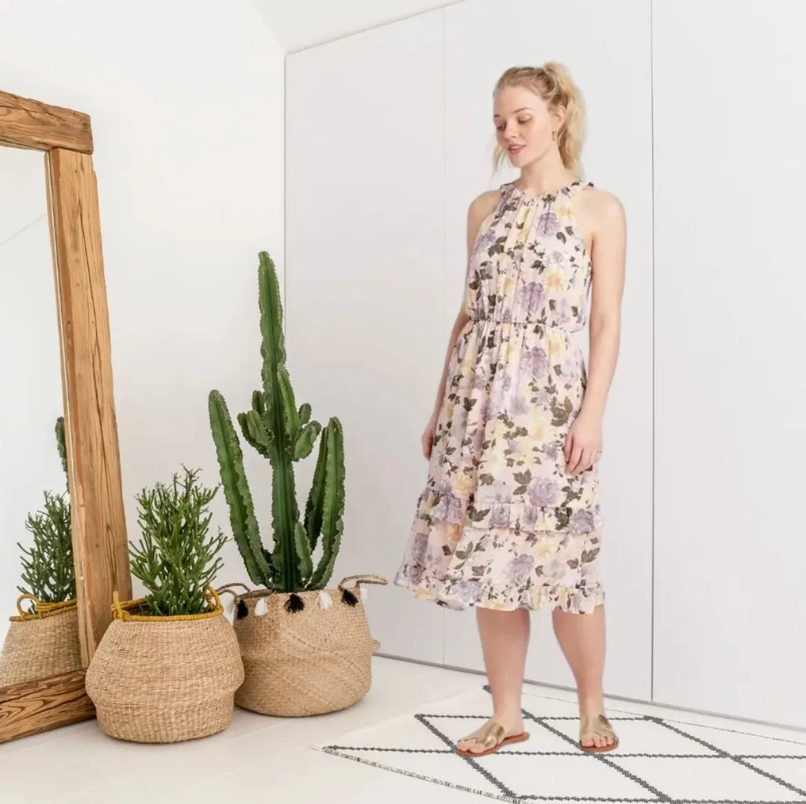 Floral Tiered Midi Dress