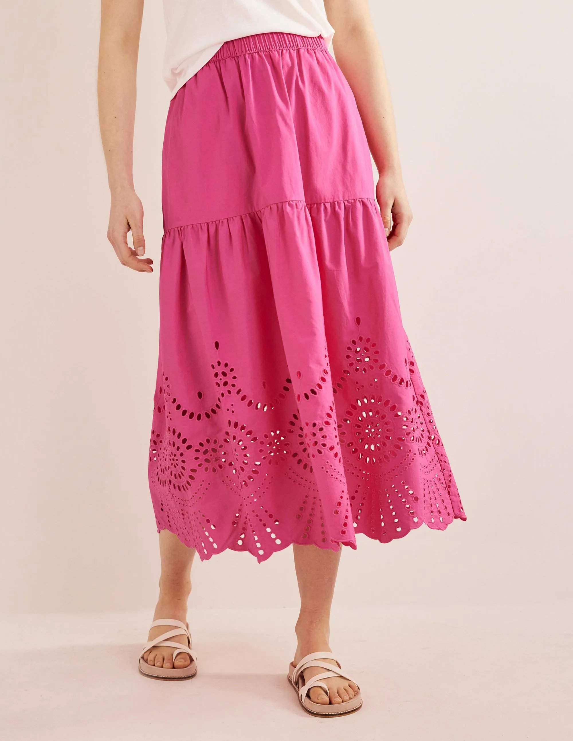 Full Broderie Skirt-Festival Pink