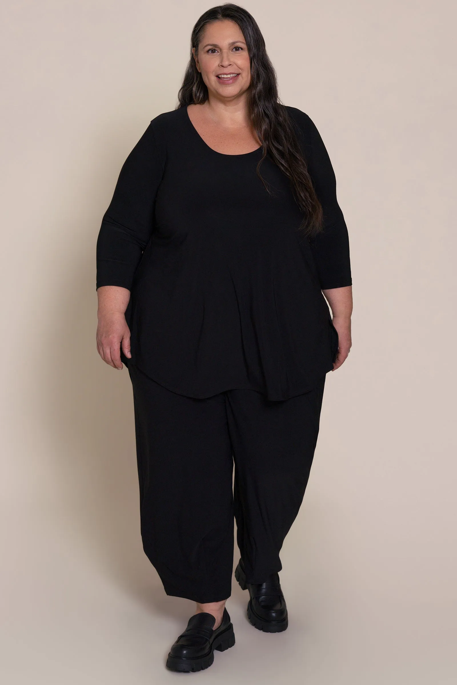 Go To Classic T-shirt Relax 3/4 Sleeve Plus | Black