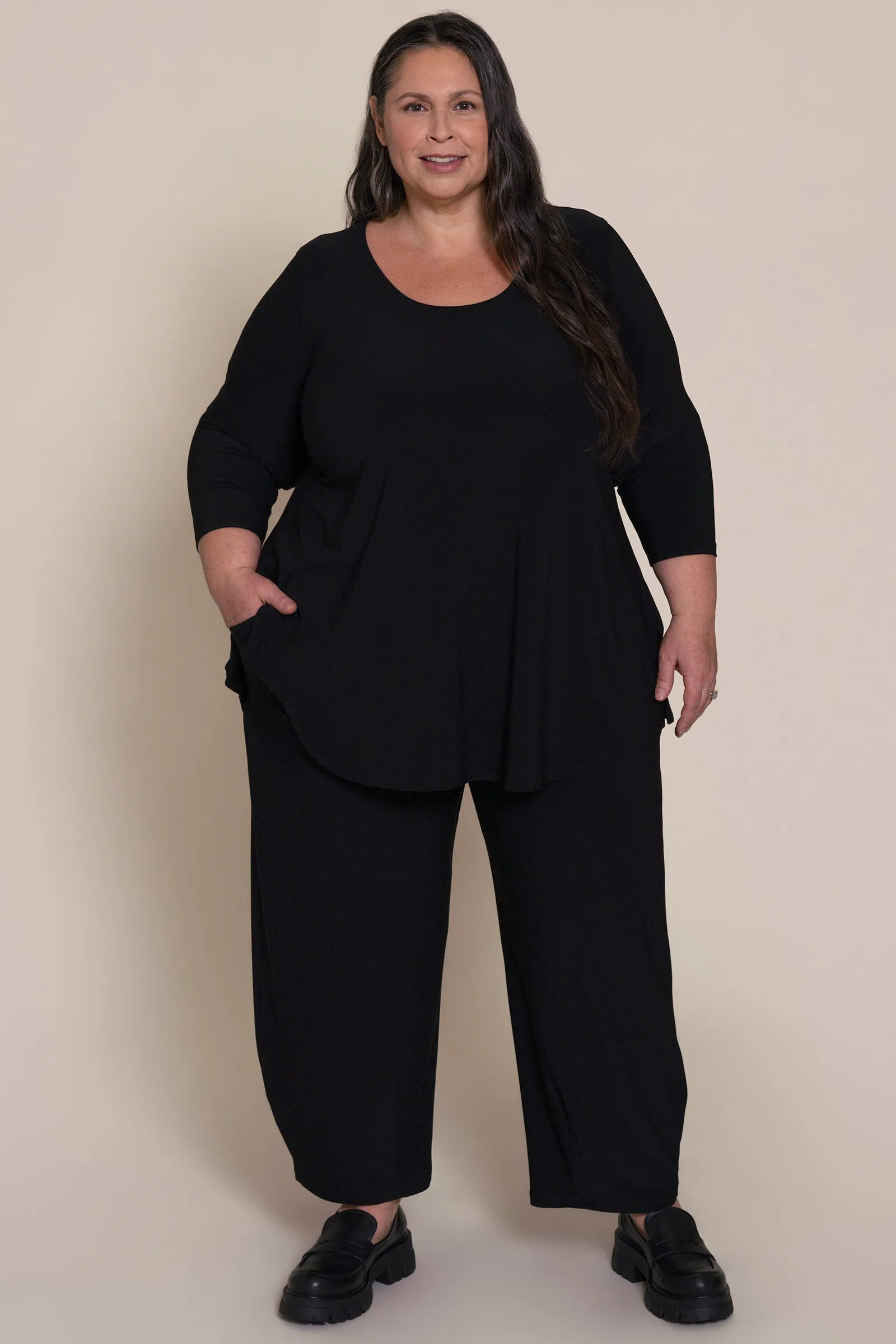 Go To Classic T-shirt Relax 3/4 Sleeve Plus | Black