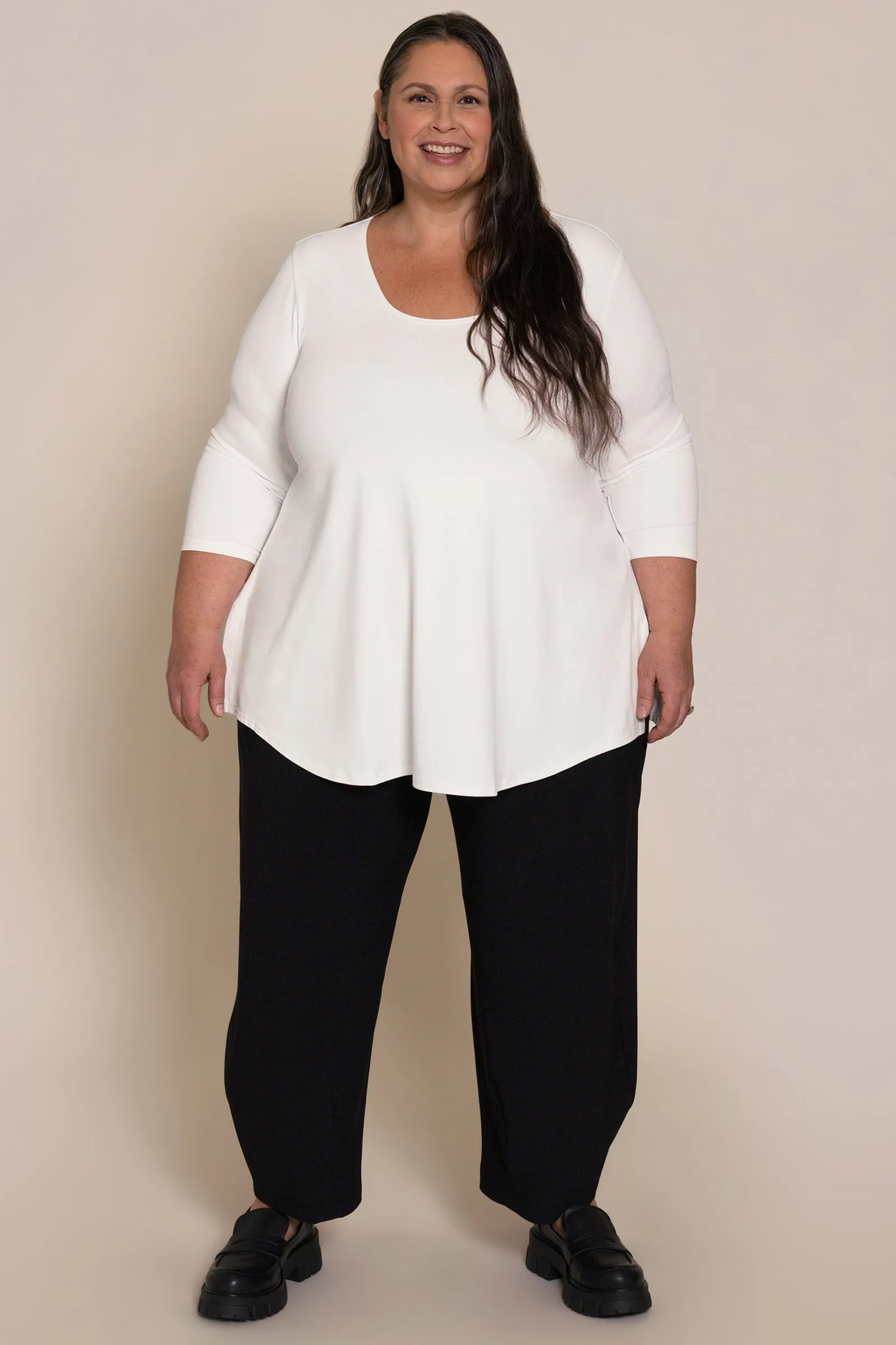 Go To Classic T-shirt Relax 3/4 Sleeve Plus | White