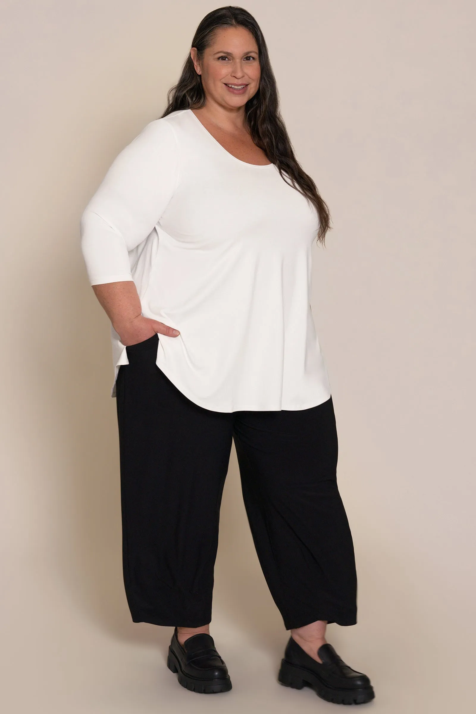 Go To Classic T-shirt Relax 3/4 Sleeve Plus | White