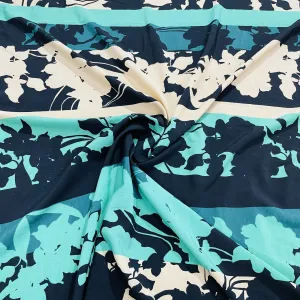 Green & Black Abstract Print Crepe Fabric