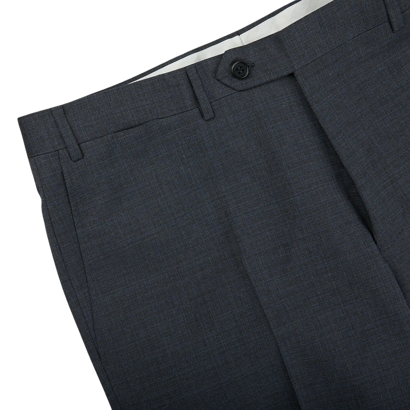 Grey Blue Melange Checked Wool Trousers