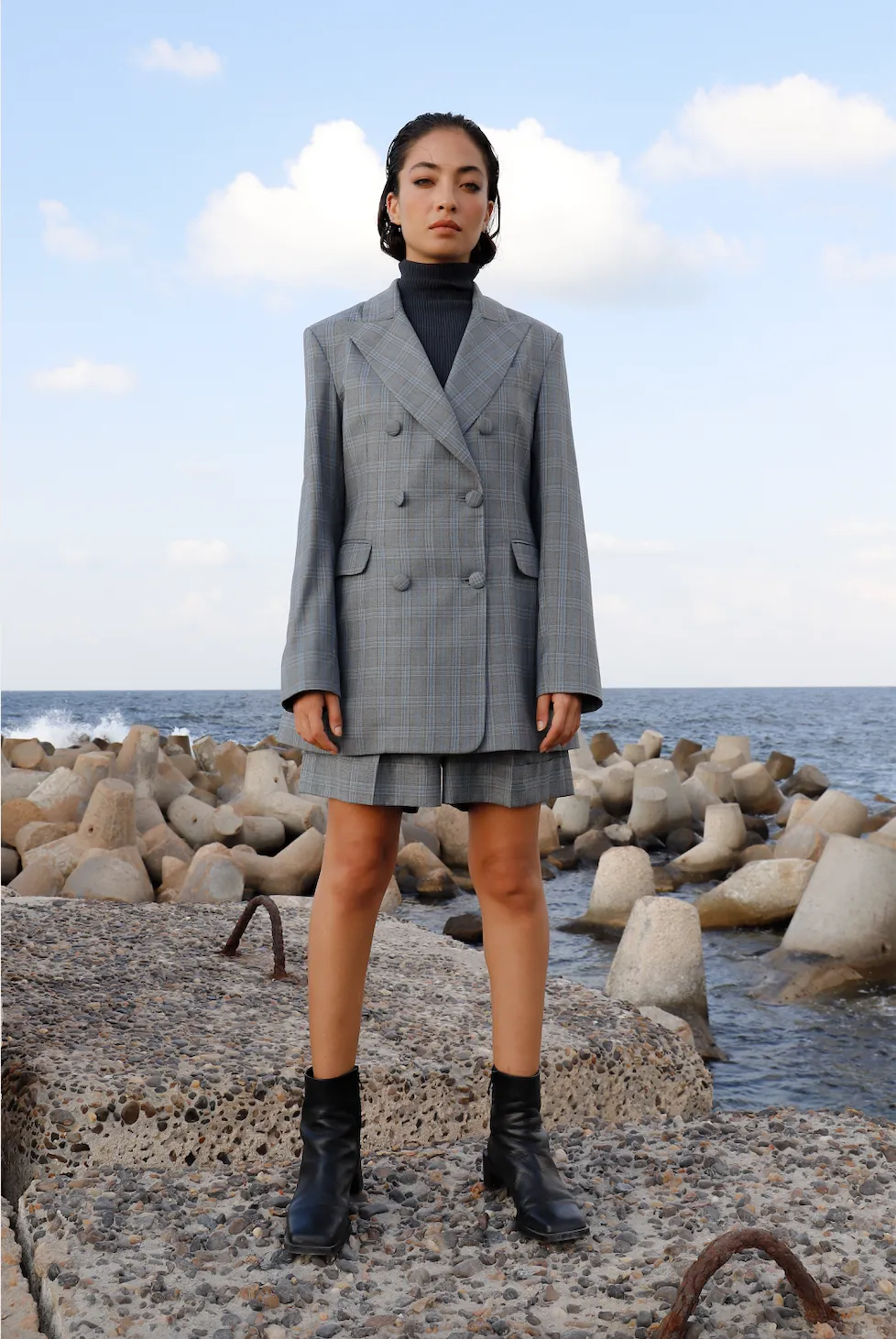 Grey Checks Bermuda Shorts