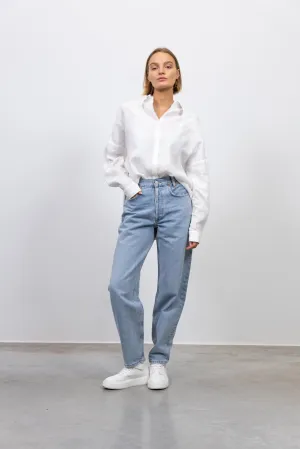 HIGH RISE TAPERED BAGGY JEANS IN DIMENSION