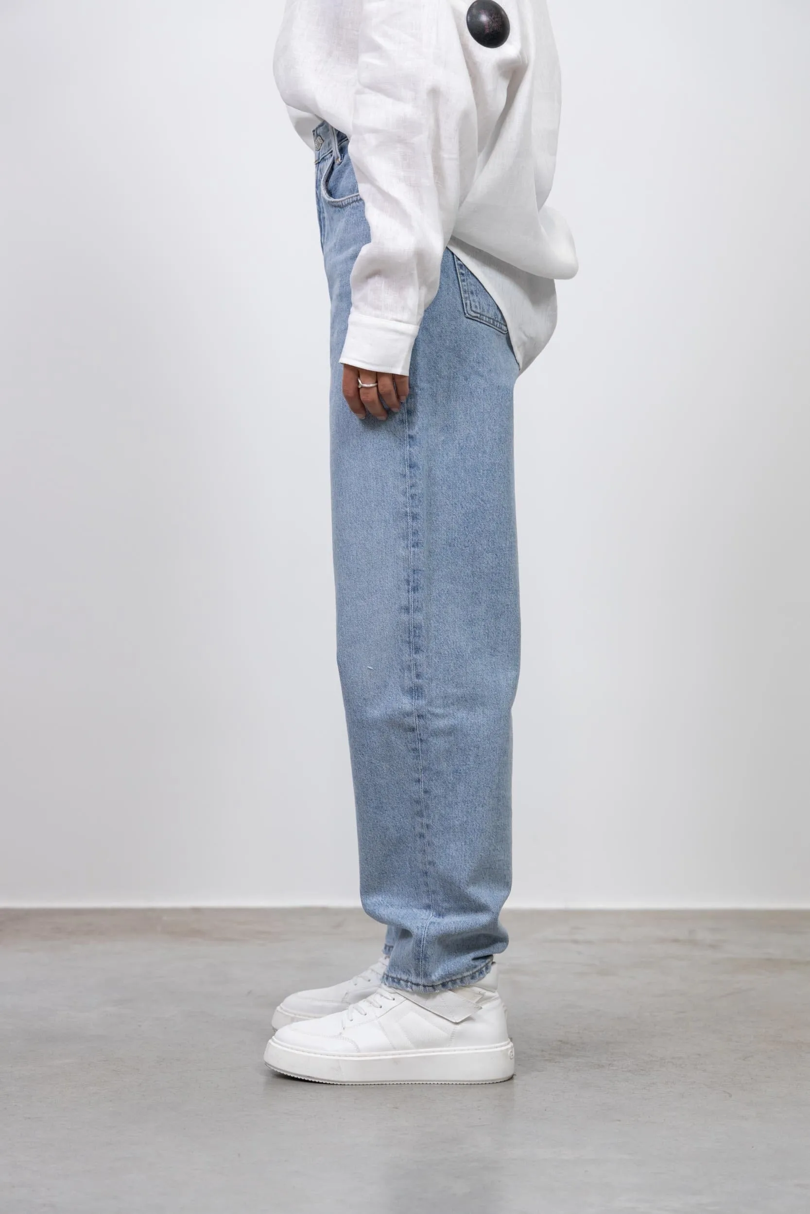 HIGH RISE TAPERED BAGGY JEANS IN DIMENSION
