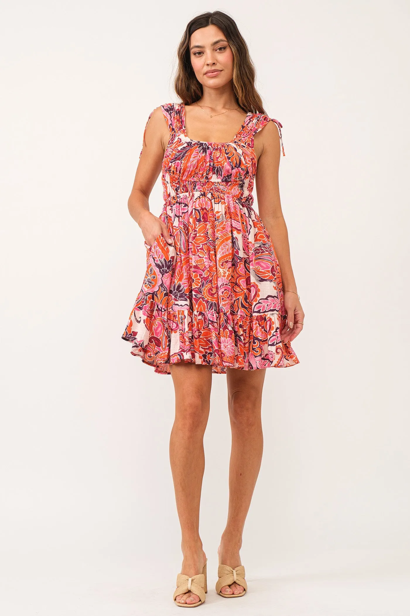 HOPE CINCHED TIE DRESS BLISSFUL PAISLEY